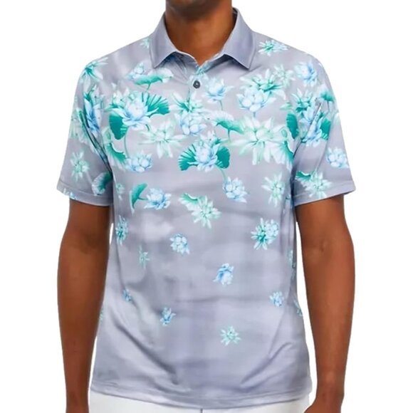 Tommy Bahama Other - Tommy Bahama Sailing Lotus Performance Golf Polo Men's XXL Silvery Blue UPF 30